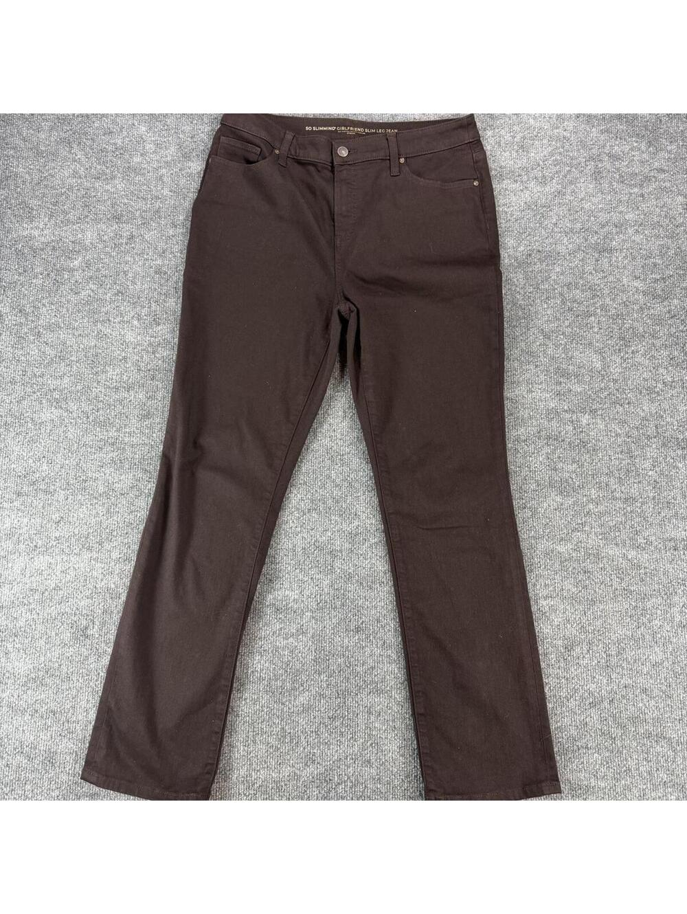Chico's So Slimming Girlfriend Slim Leg Jeans Brown Pants 10R Women's Chinos